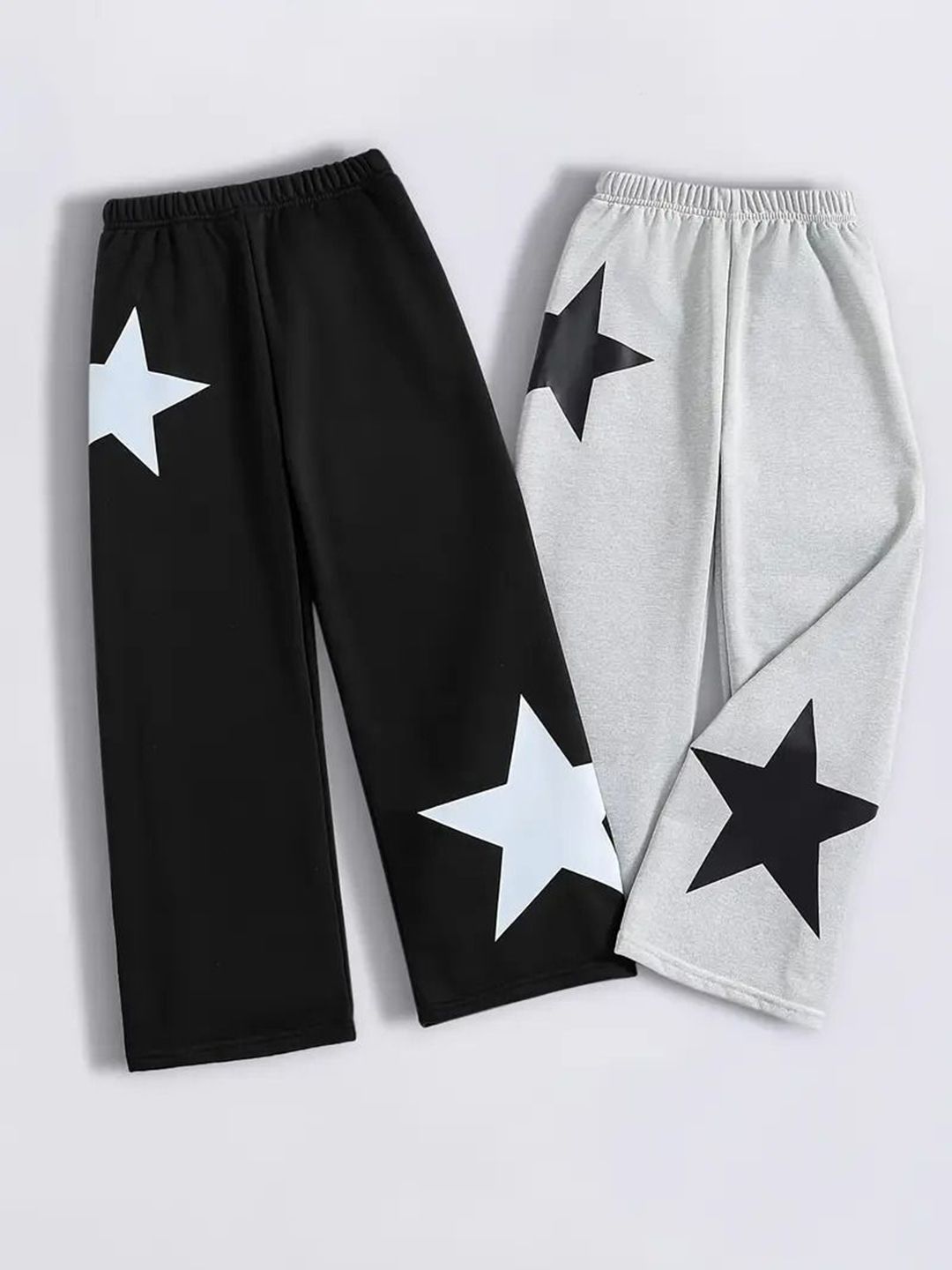 Kaff Girls Pack Of 2 Geometric Printed Wide Leg Fit Pure Cotton Mid-Rise Trousers