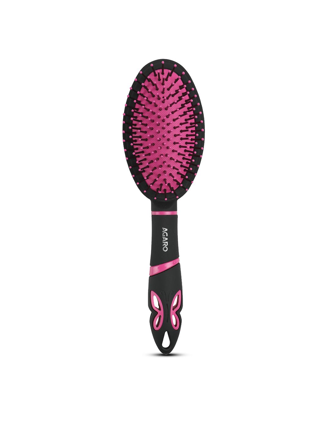 Agaro Delight Cushion Hair Brush for Detangling Straightening - Black & Pink