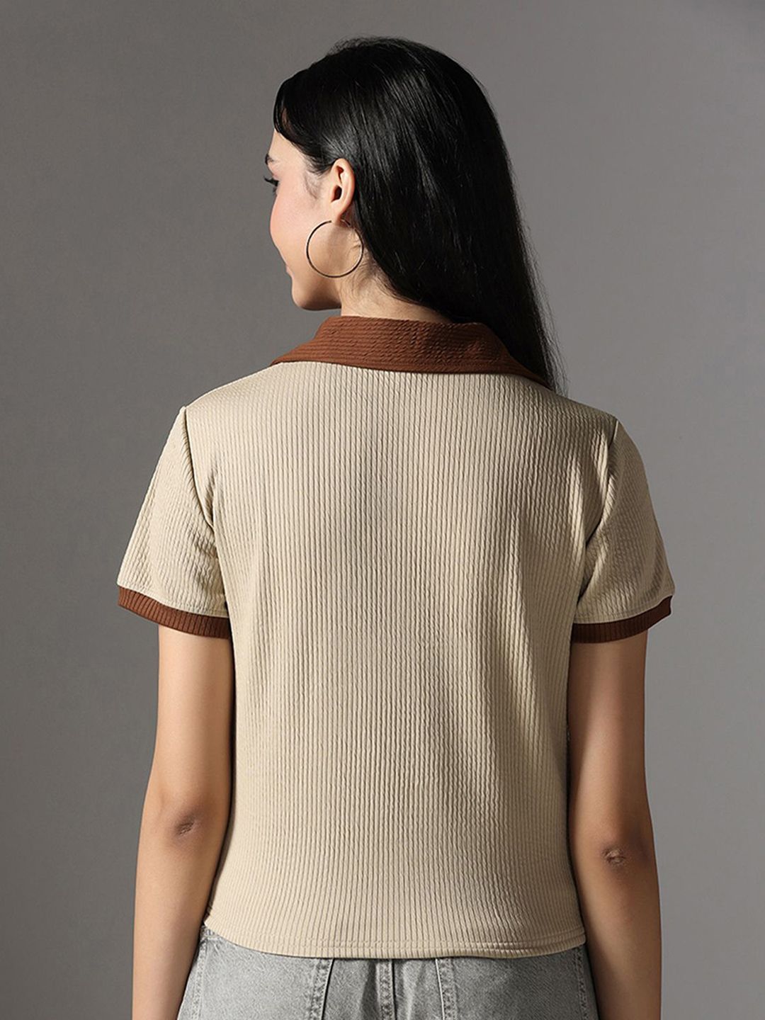 Polo Collar Short Sleeves Top 4