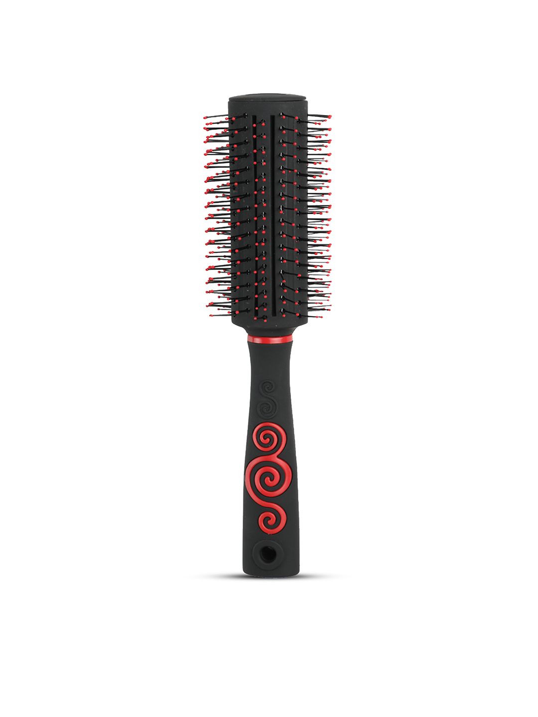 Agaro Royal Round Hair Brush for Detangling & Straightening - Black & Red