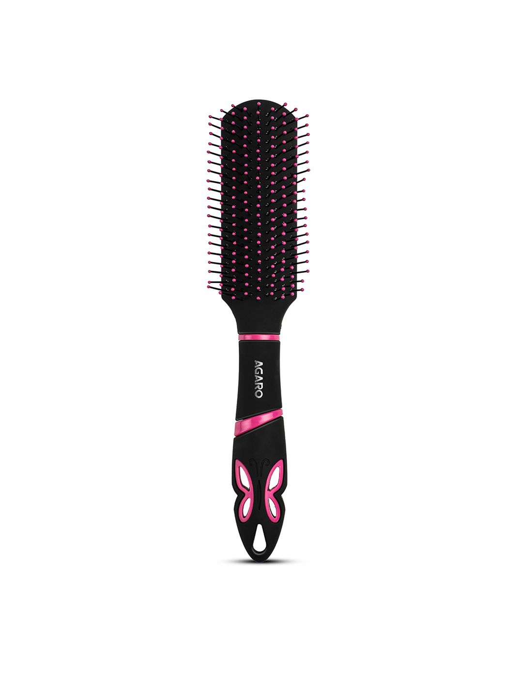 Agaro Delight Flat Hair Brush for Smoothening - Black & Pink