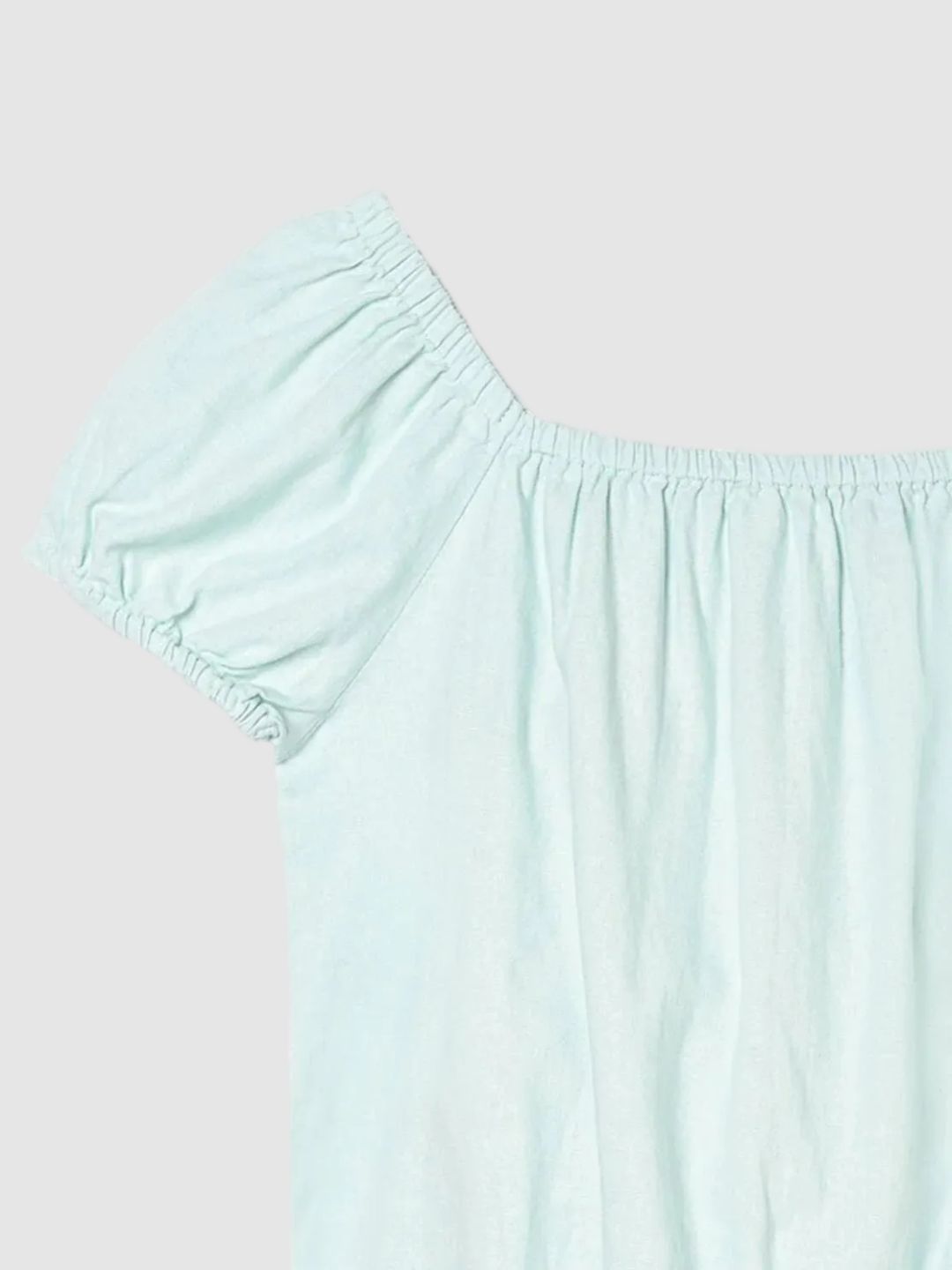 Girls Pure Cotton Square Neck Short Puff Sleeve Crop Top 3