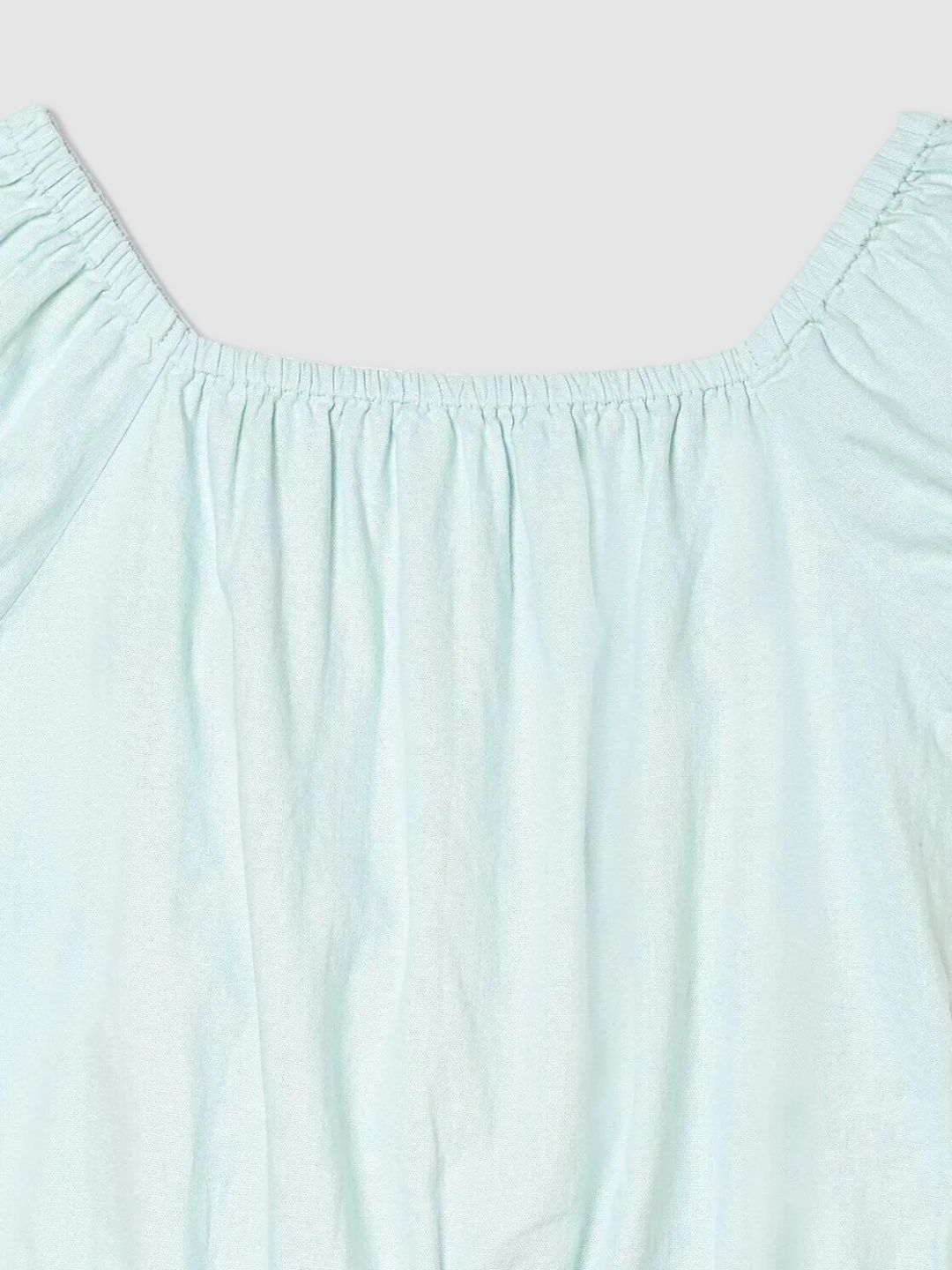 Girls Pure Cotton Square Neck Short Puff Sleeve Crop Top 4