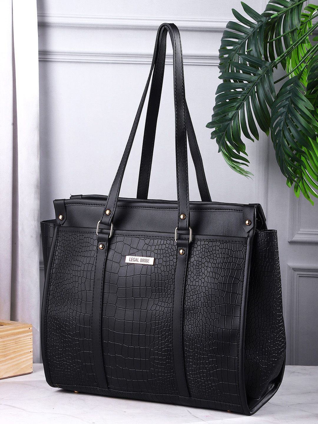 LEGAL BRIBE Stunning Cut Work Structured Tote Bag