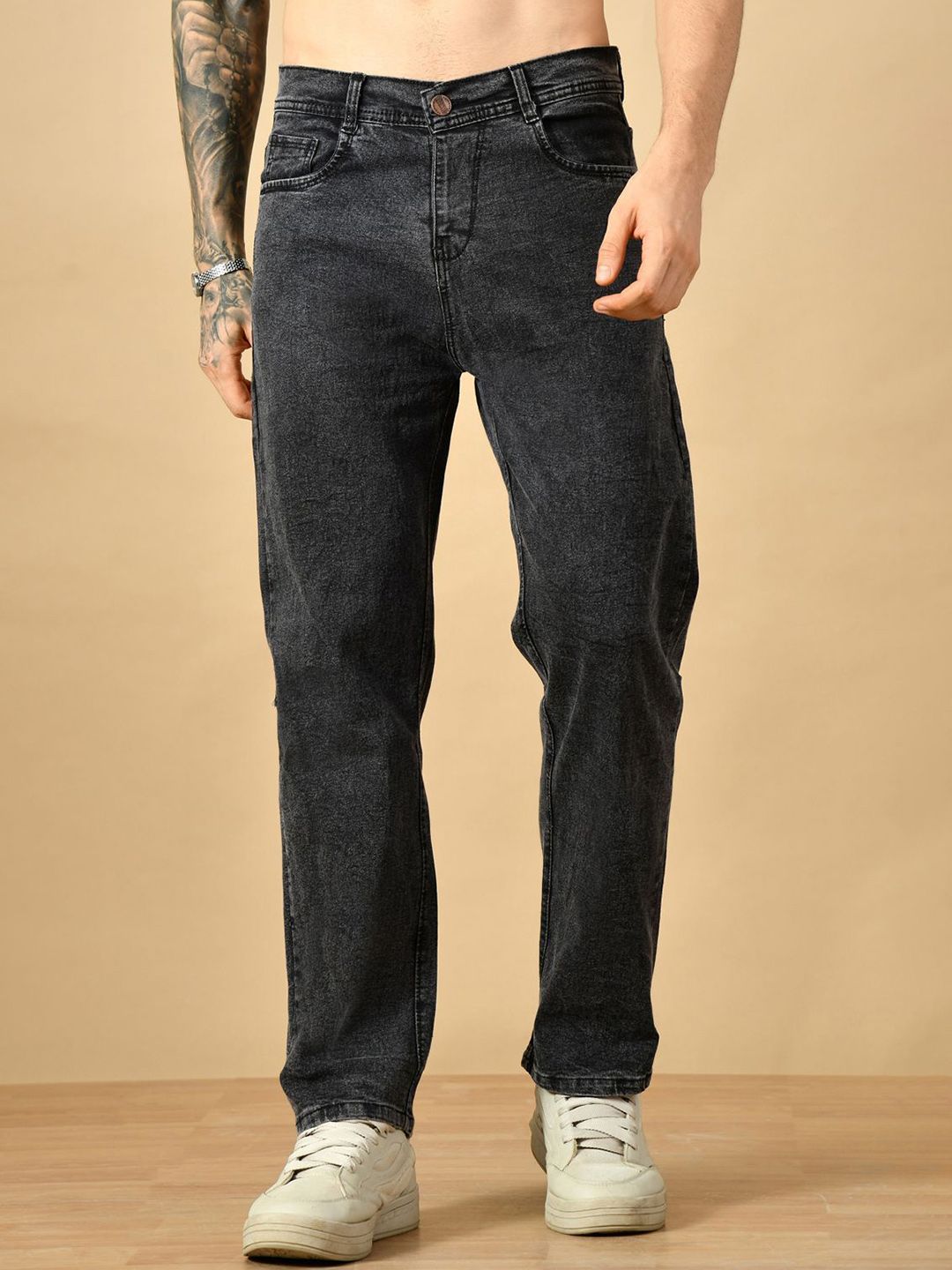 MaverIQ Men Classic Baggy fit Mid-Rise Stretchable Denim Jeans