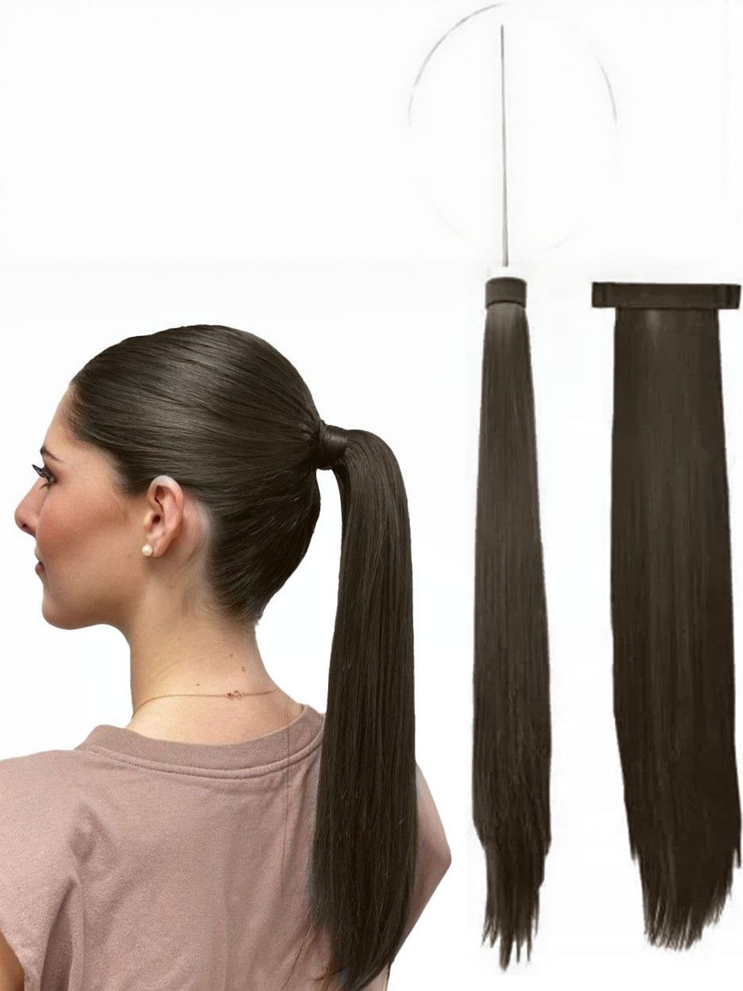 VIEWS Tape-In Straight Ponytail Hair Extension - Brown -24 Inch