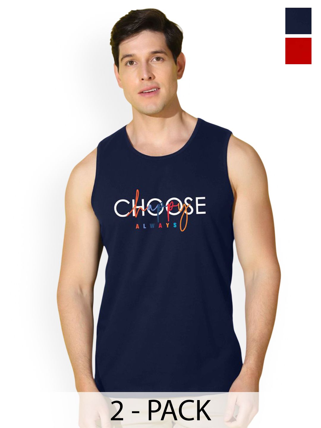 Buy SLOWLORIS Pack Of 2 Printed Combed Cotton Gym Vest -  - Apparel for Men