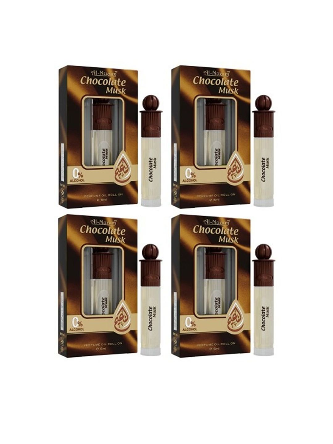 Al-Nuaim Set Of 4 Chocolate Musk No Alcohol Long Lasting Attar - 6ml Each