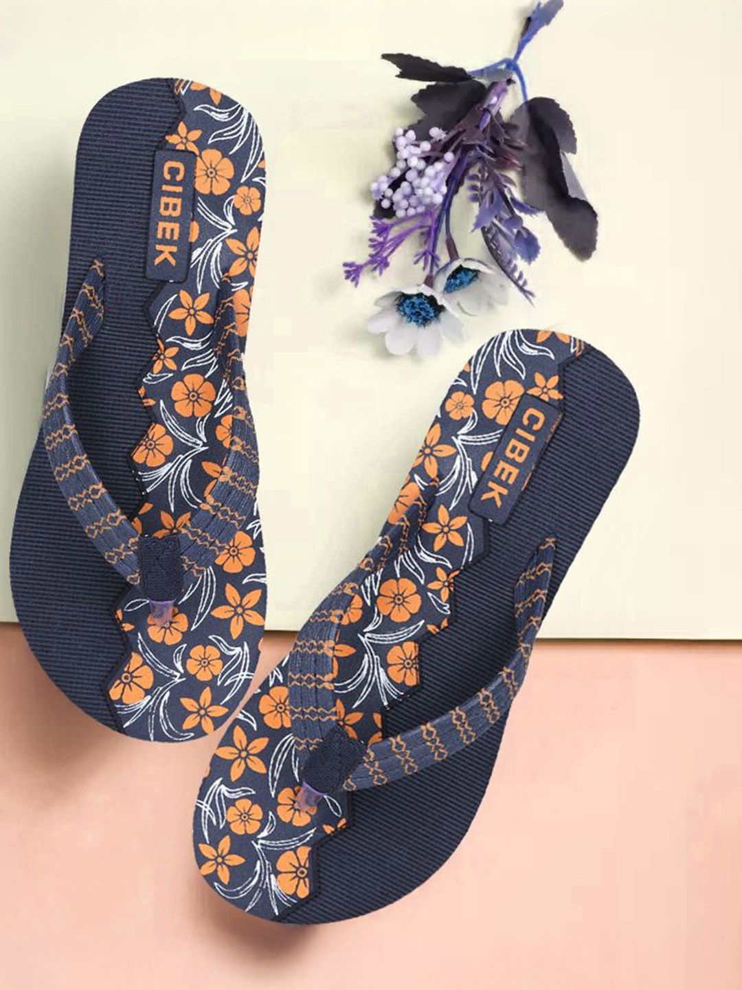 CIBEK Women Set of 2 Printed Thong Flip-Flops