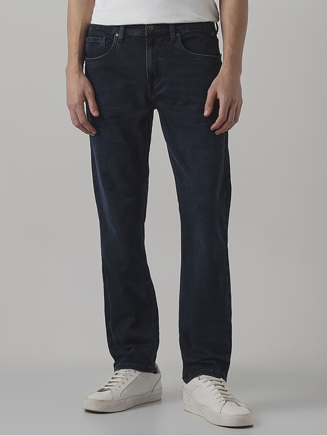Mufti Men Straight Fit Mid-Rise Light Fade Stretchable Jeans