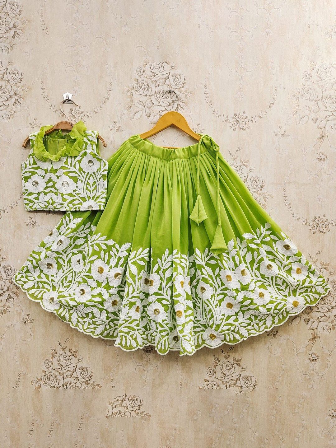 Helene Girls Embroidered Thread Work Ready To Wear Lehenga & Choli