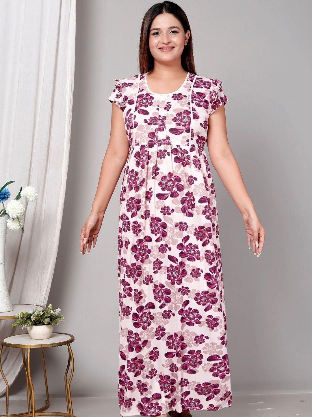 HARGUN NIGHT WEAR Women Polyester Printed Nightdress