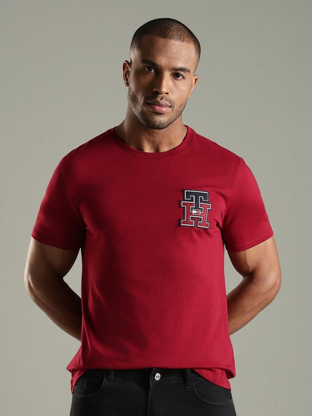 Tommy Hilfiger Men Brand Logo Printed Round Neck Cotton T-shirt