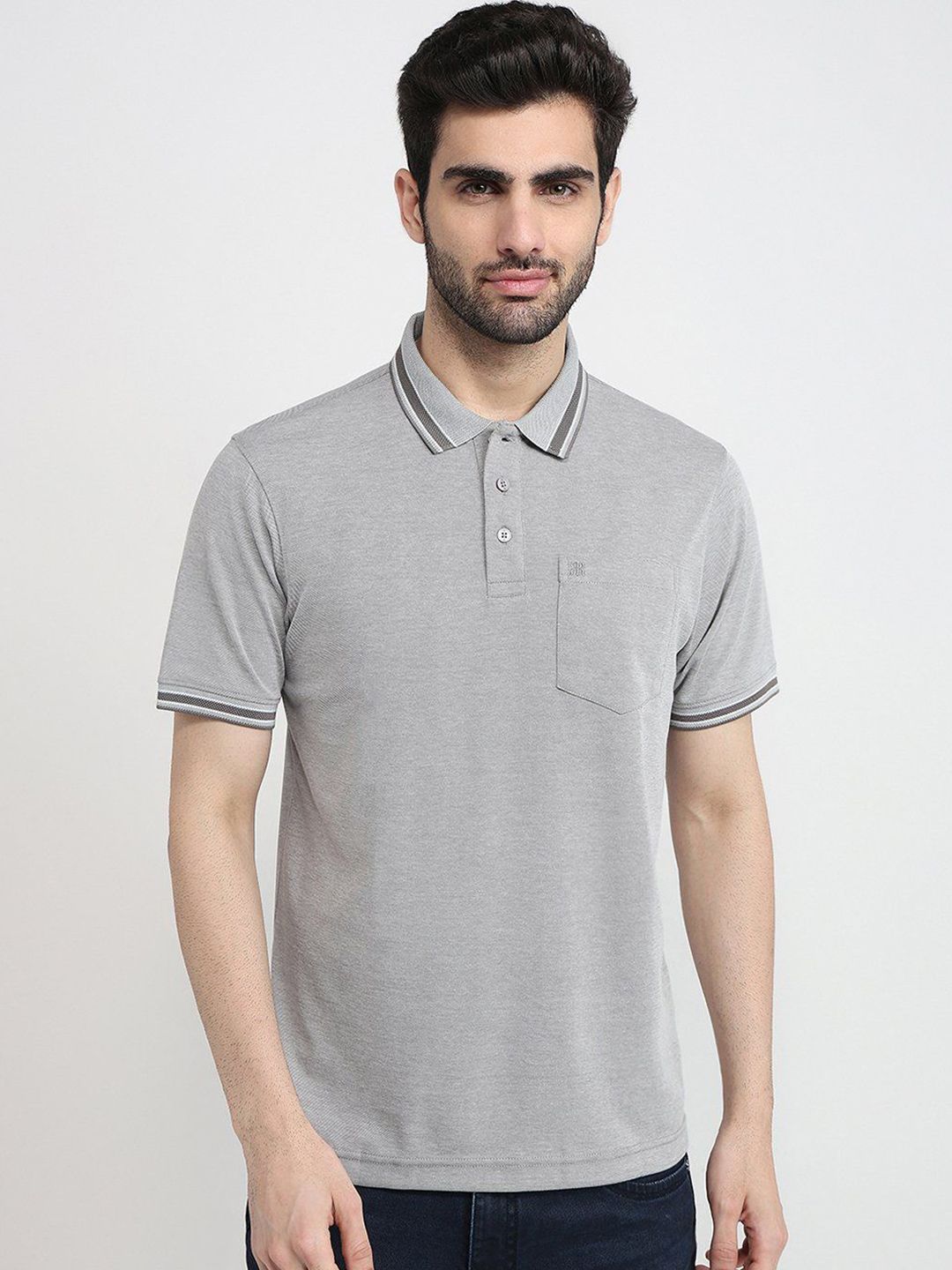 Raymond Men Grey Regular Fit Half Sleeve T-Shirt