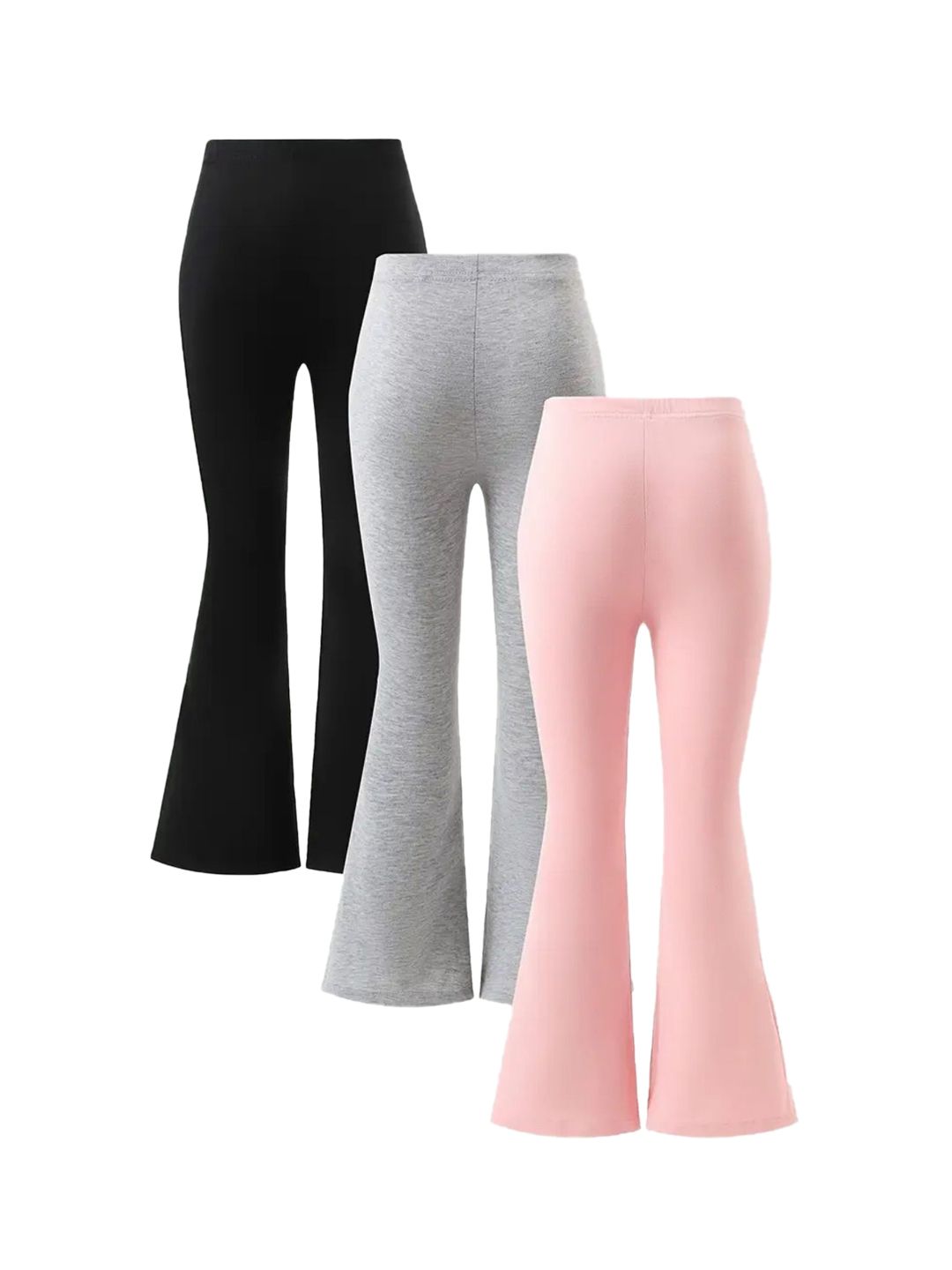 Girls Pack Of 3 Wide Leg Mid-Rise Trousers 6