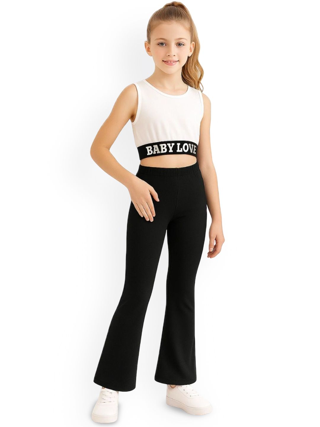Girls Pack Of 3 Wide Leg Mid-Rise Trousers 4