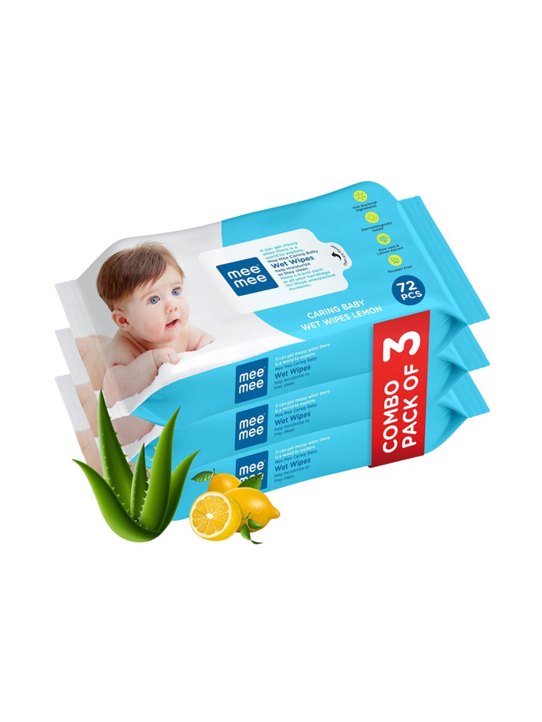 MeeMee  Pack of 3 Soft Gentle Baby Wet Wipes