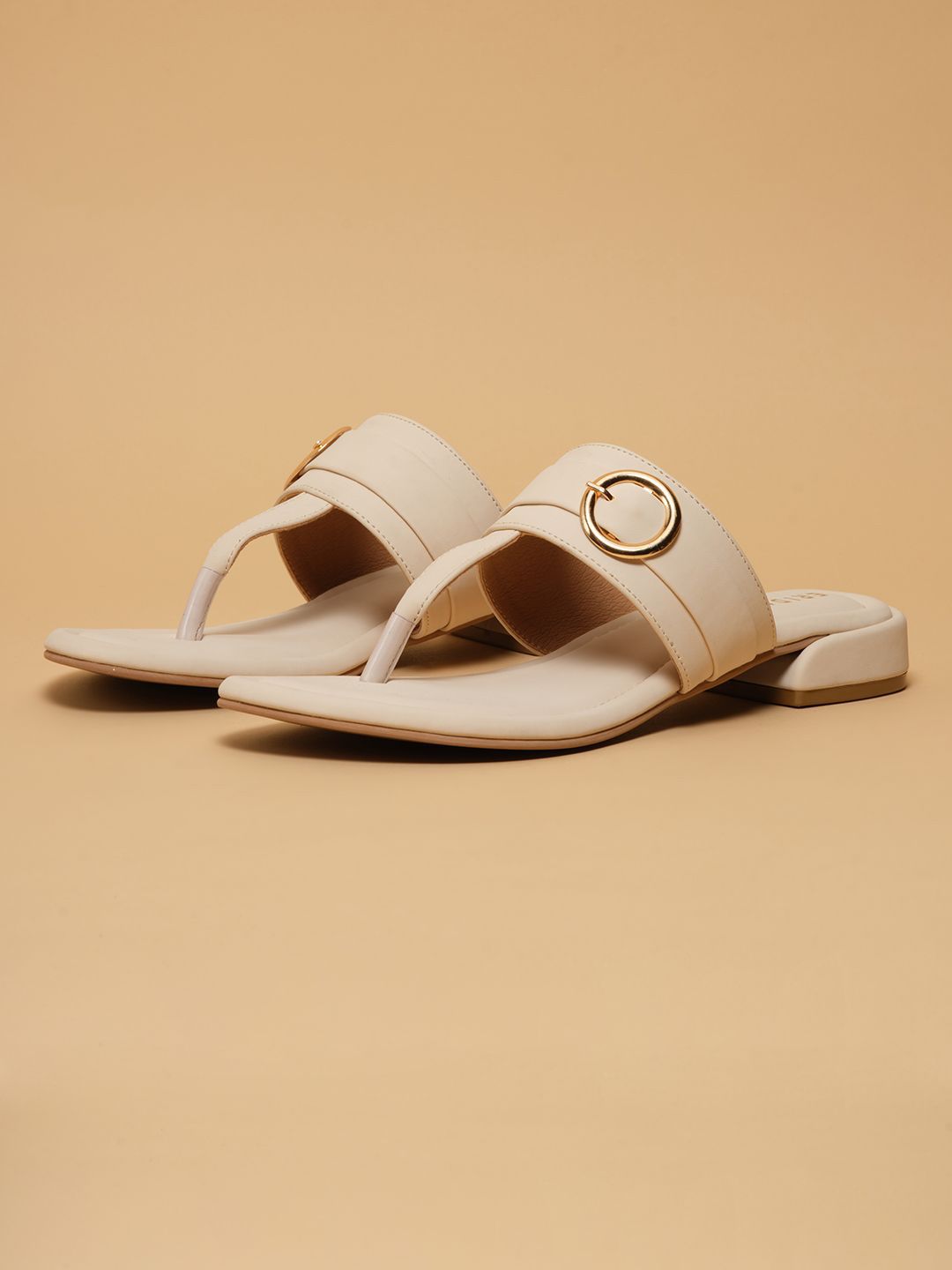 ERIDANI Women Embellished T-Strap Flats