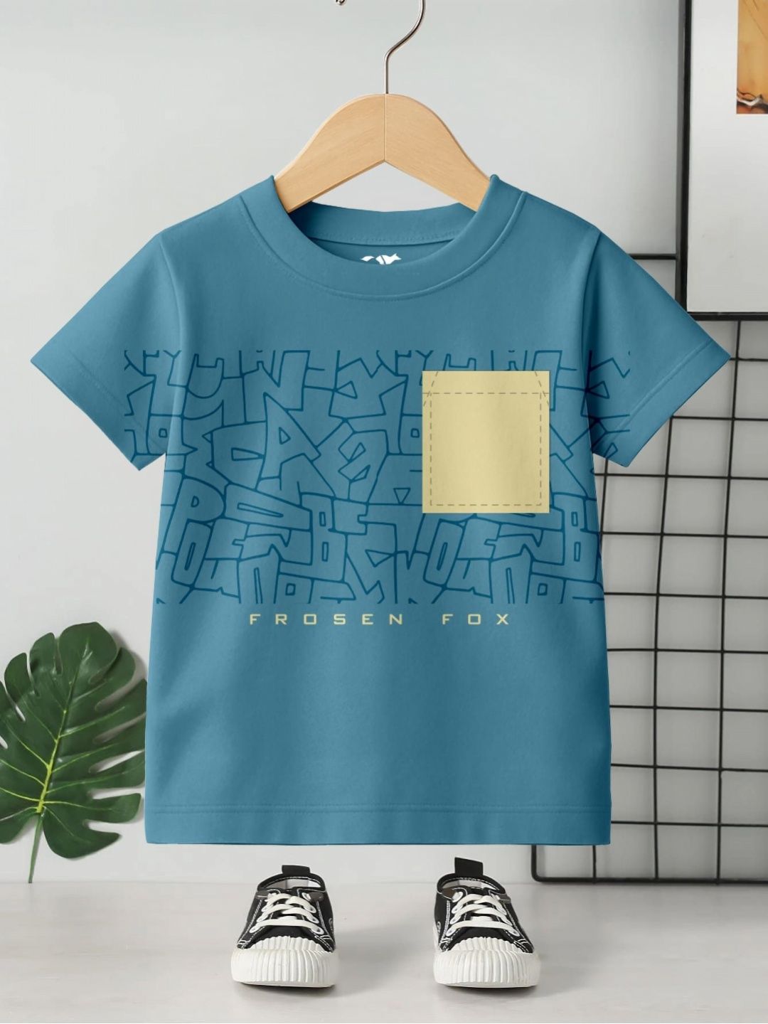 FROSEN FOX Boys Typographic Printed Round Neck Regular Fit Cotton T-shirt
