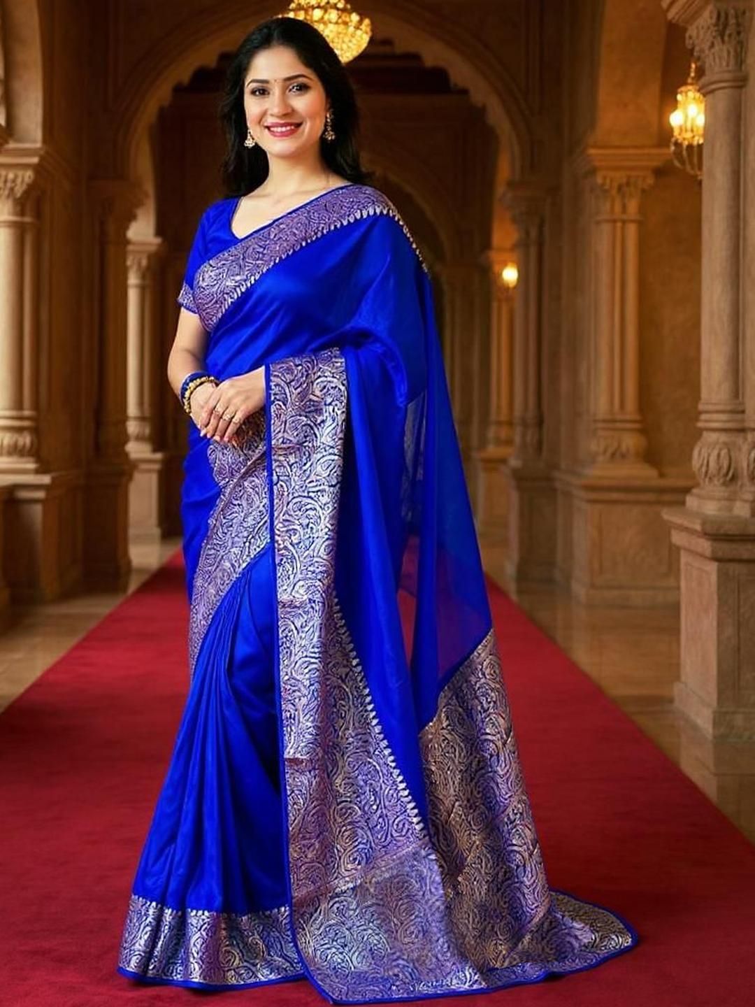 VILLE FASHION Woven Design Zari Kanjeevaram Saree
