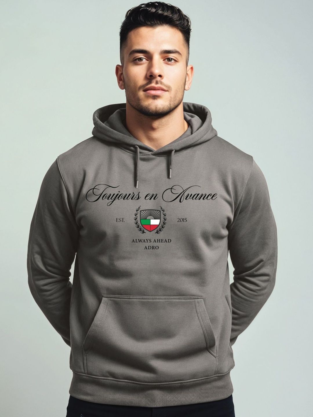 Adro Toujours en Avance 320 GSM Fleece Printed Graphic Hoodie