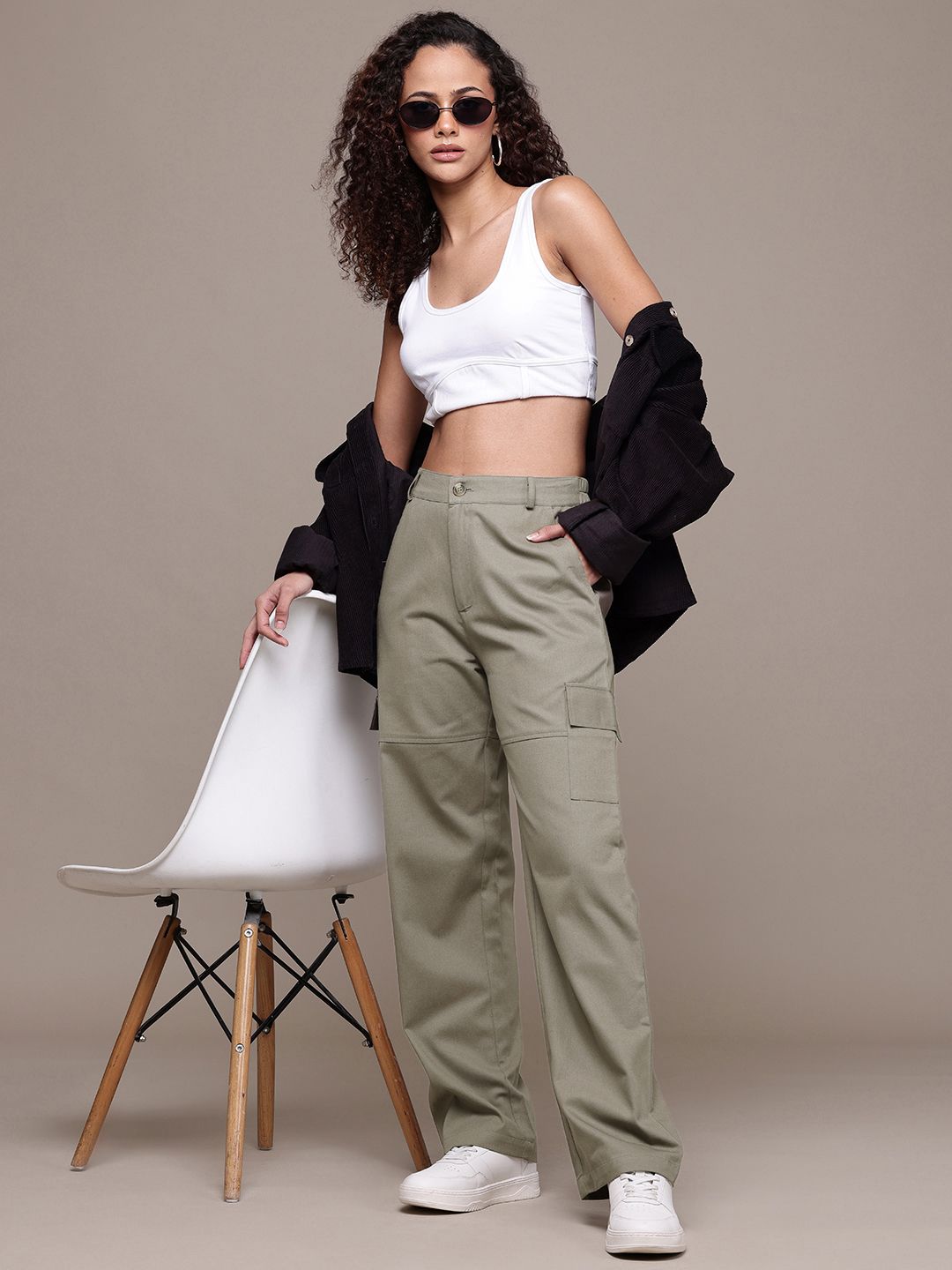 Popnetic Women High-Rise Pure Cotton Regular Fit Cargos