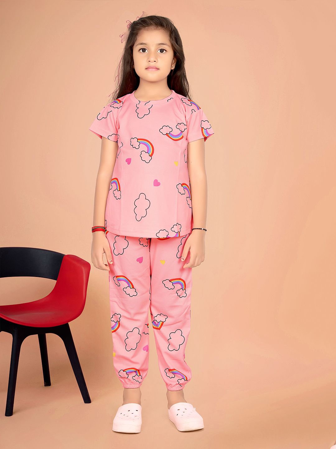 FEBVIBE Girls Printed Night suit