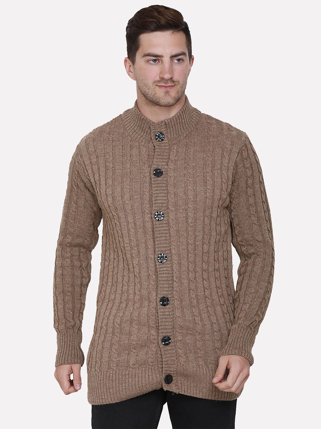 HAUTEMODA Men  Woollen Buttoned Full Sleeves Sweater