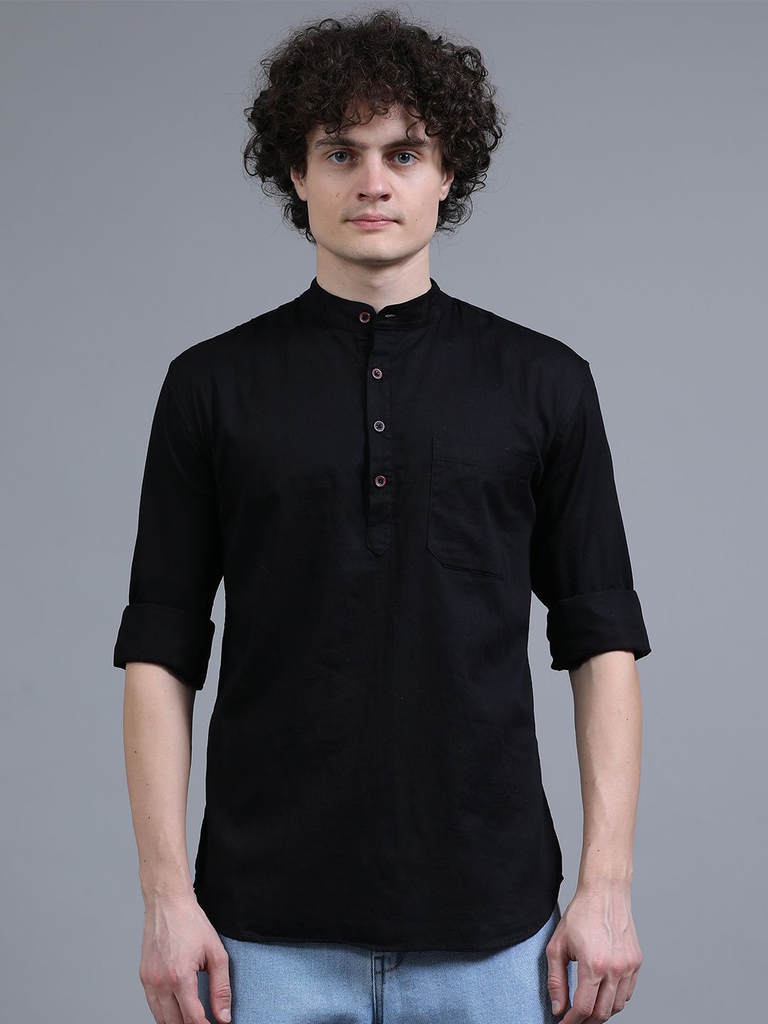 Proword Men Solid Long Sleeves Slim Fit Pure Cotton Kurta
