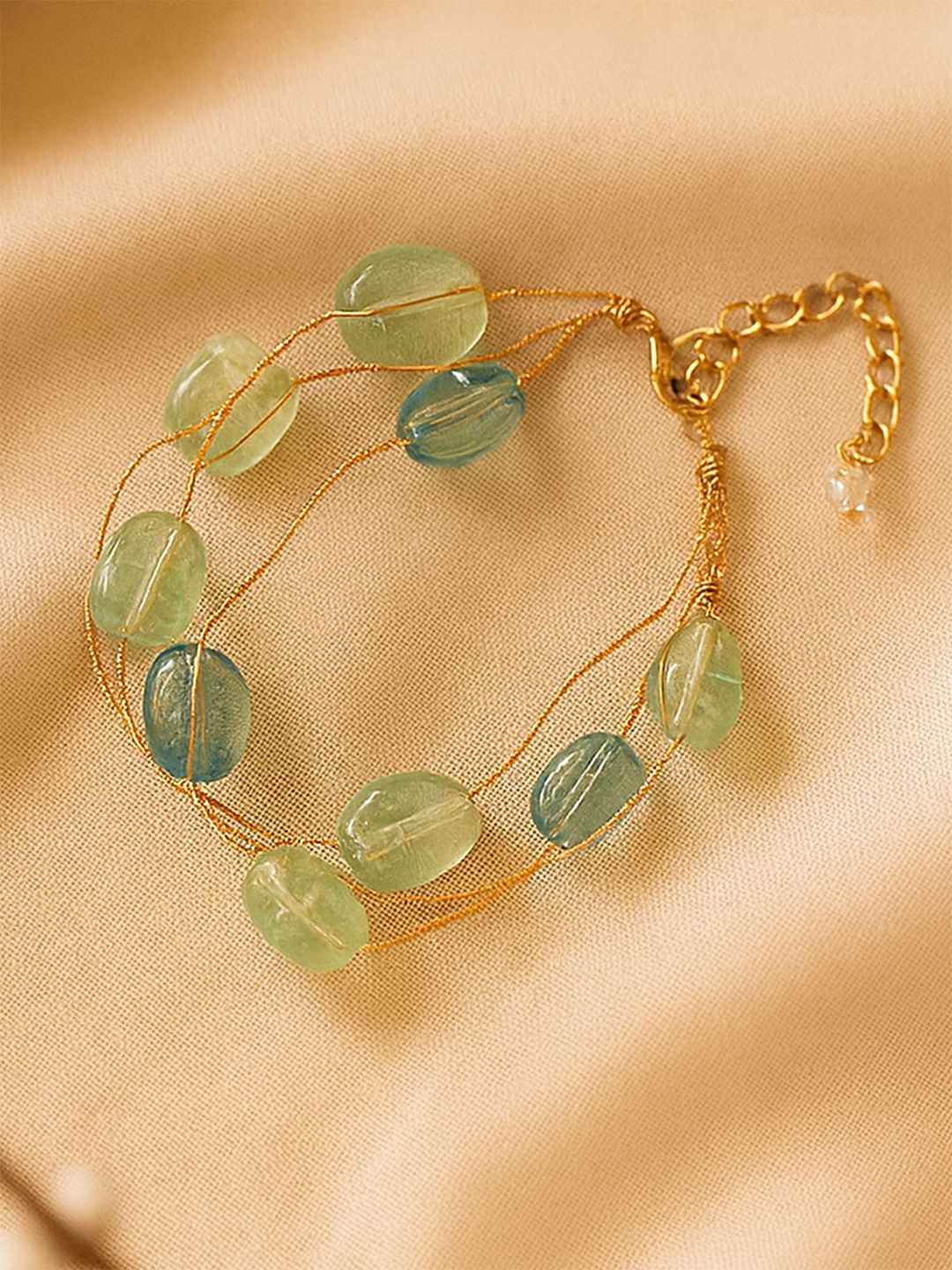 Bohey by KARATCART Gold-Plated Artificial Beaded Multistrand Bracelet