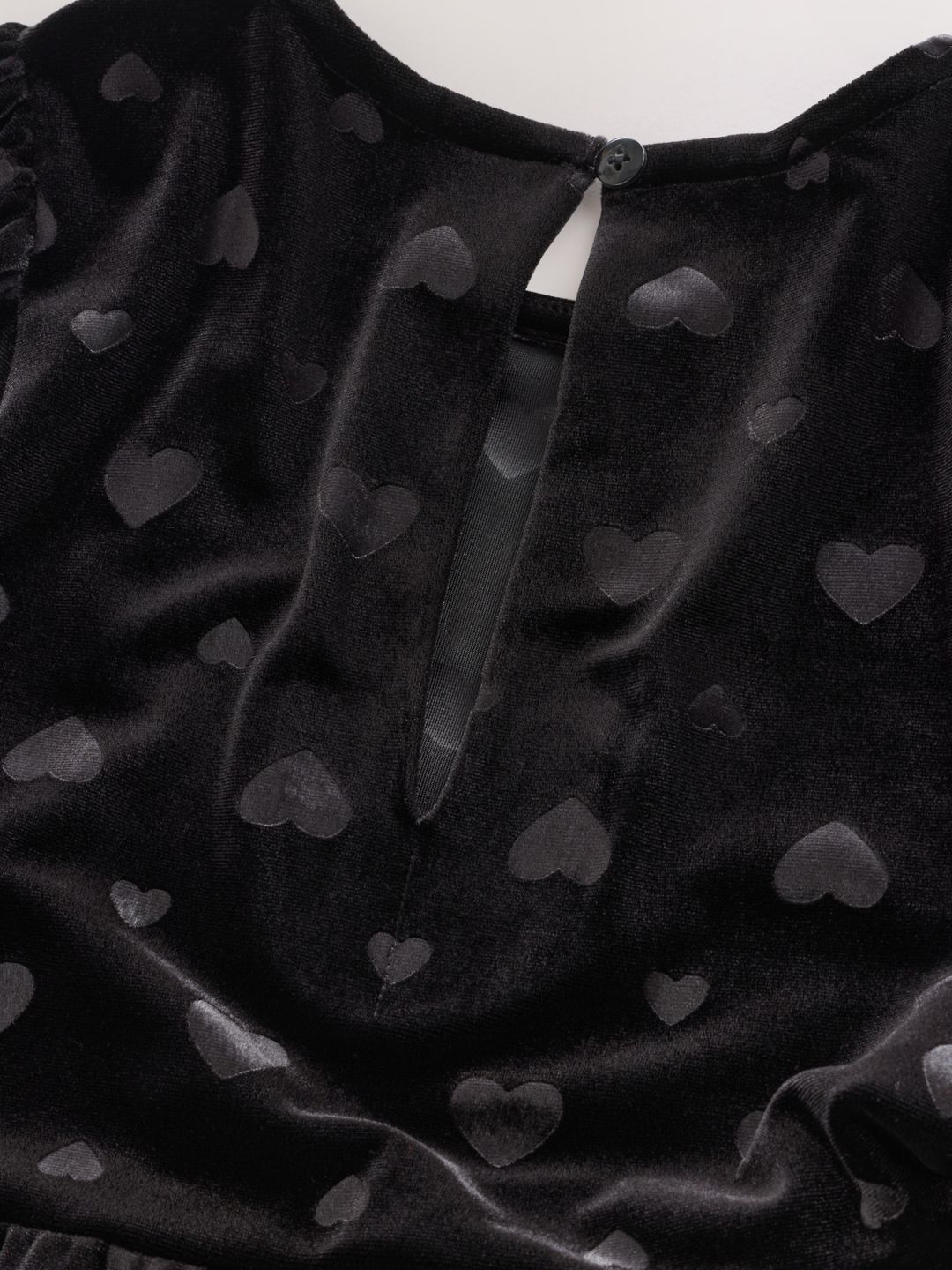 Girls Heart-Shaped Embossed Velour Basic Jumpsuit 3