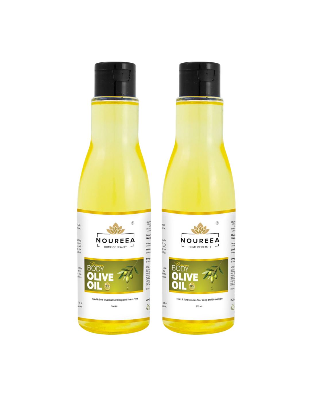 Noureea Set Of 2 Body Olive Oil For Massage - 200 ml Each