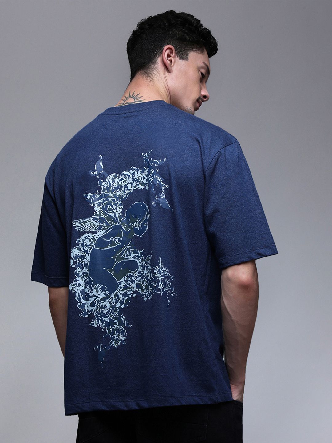 Paper Cut Oversized Round Neck Cotton Printed T-shirt
