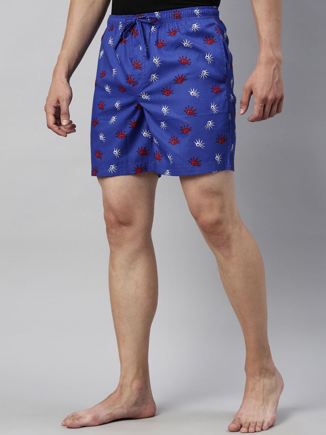 Joven Men Printed Mid-Rise Cotton Lounge Shorts