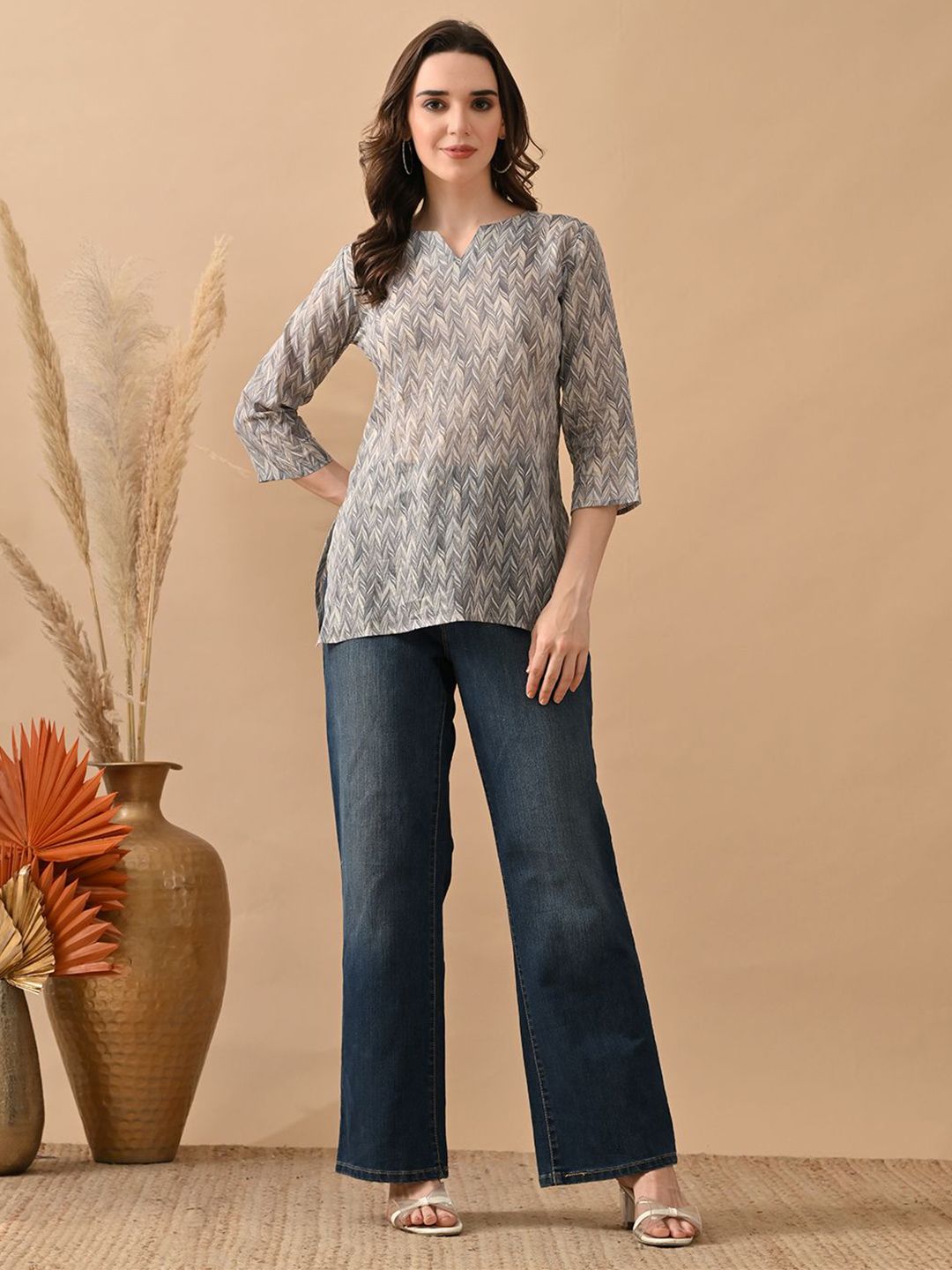 HARIKS Chevron Printed Pure Cotton Kurti