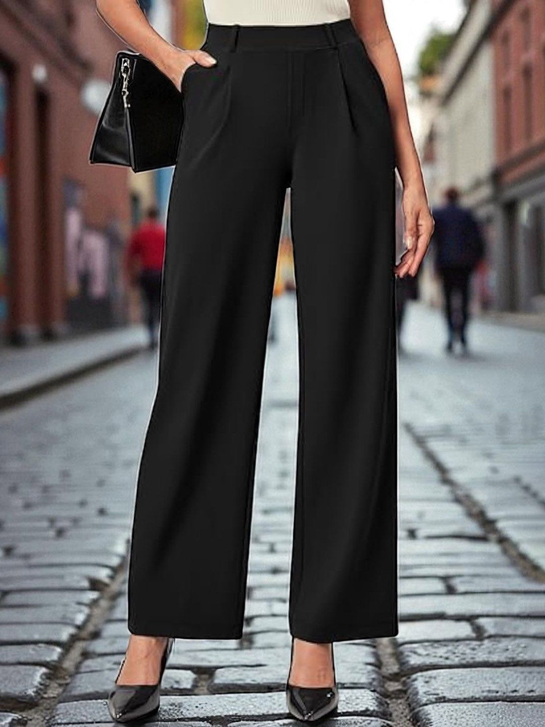SQew Women Original Straight Fit Mid-Rise Trousers