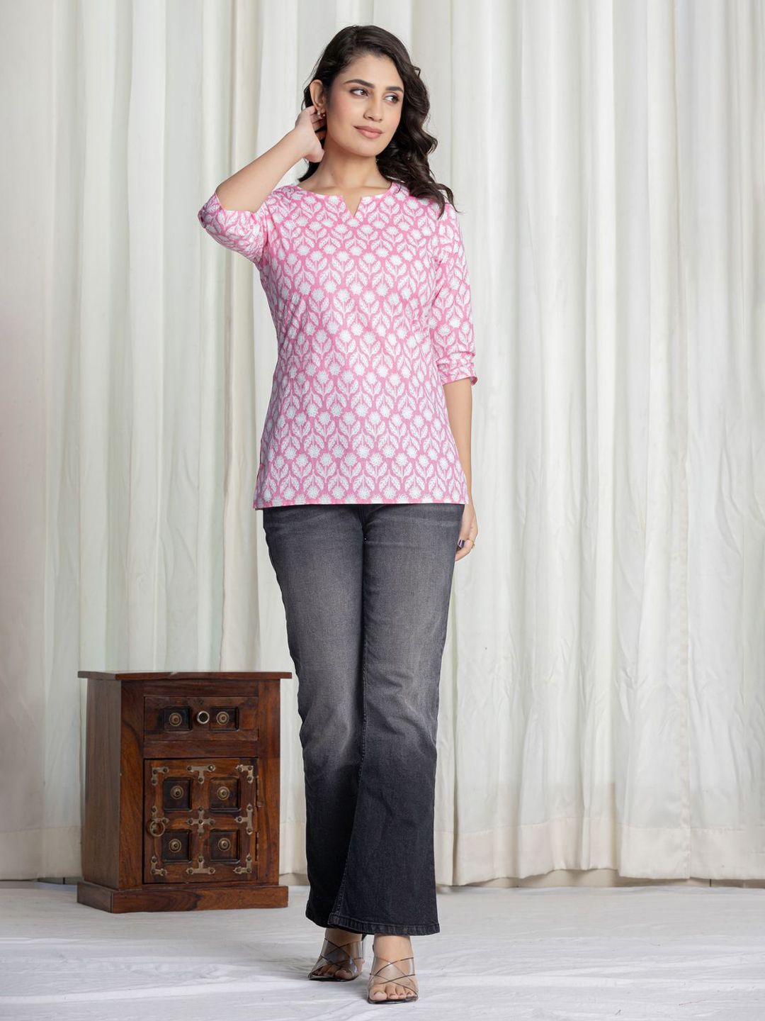 Krati Creations Women Floral Print Cotton Top