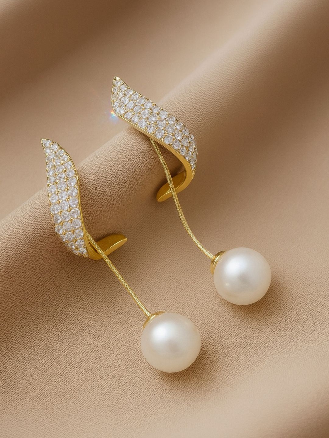 Priyangkrita Women Gold Plated Crystal Studded Earrings