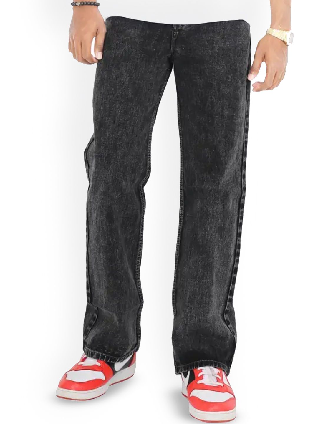 MaverIQ Men Classic Mid-Rise Baggy Fit Stretchable Denim Jeans