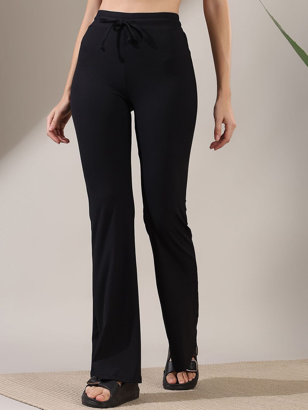 Fitkin Luxe Women Bootcut Fit High Rise Trousers