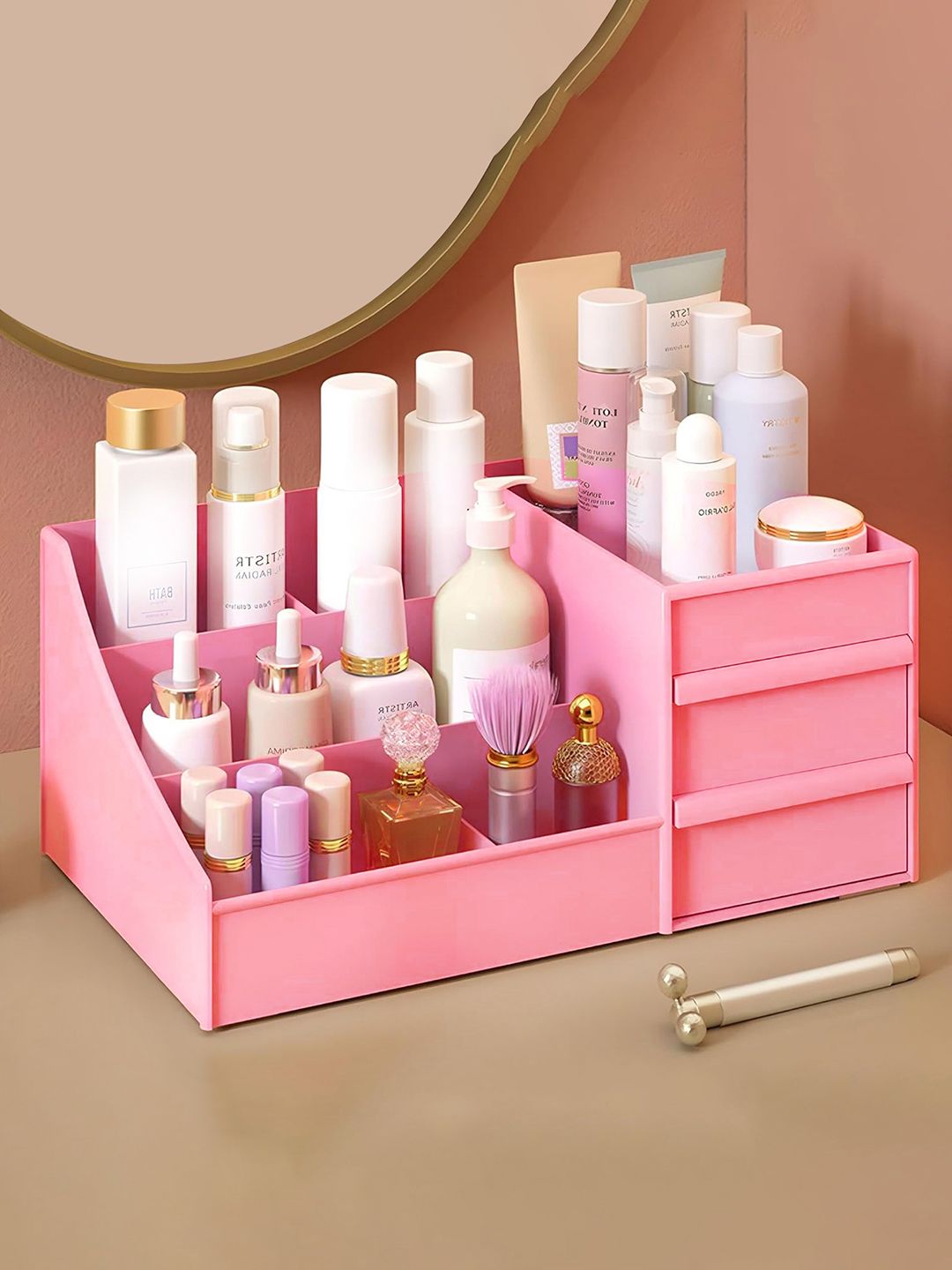 Myntra Elegant Homes Peach-Coloured Set of 1 Regular Makeup Organiser Organisers