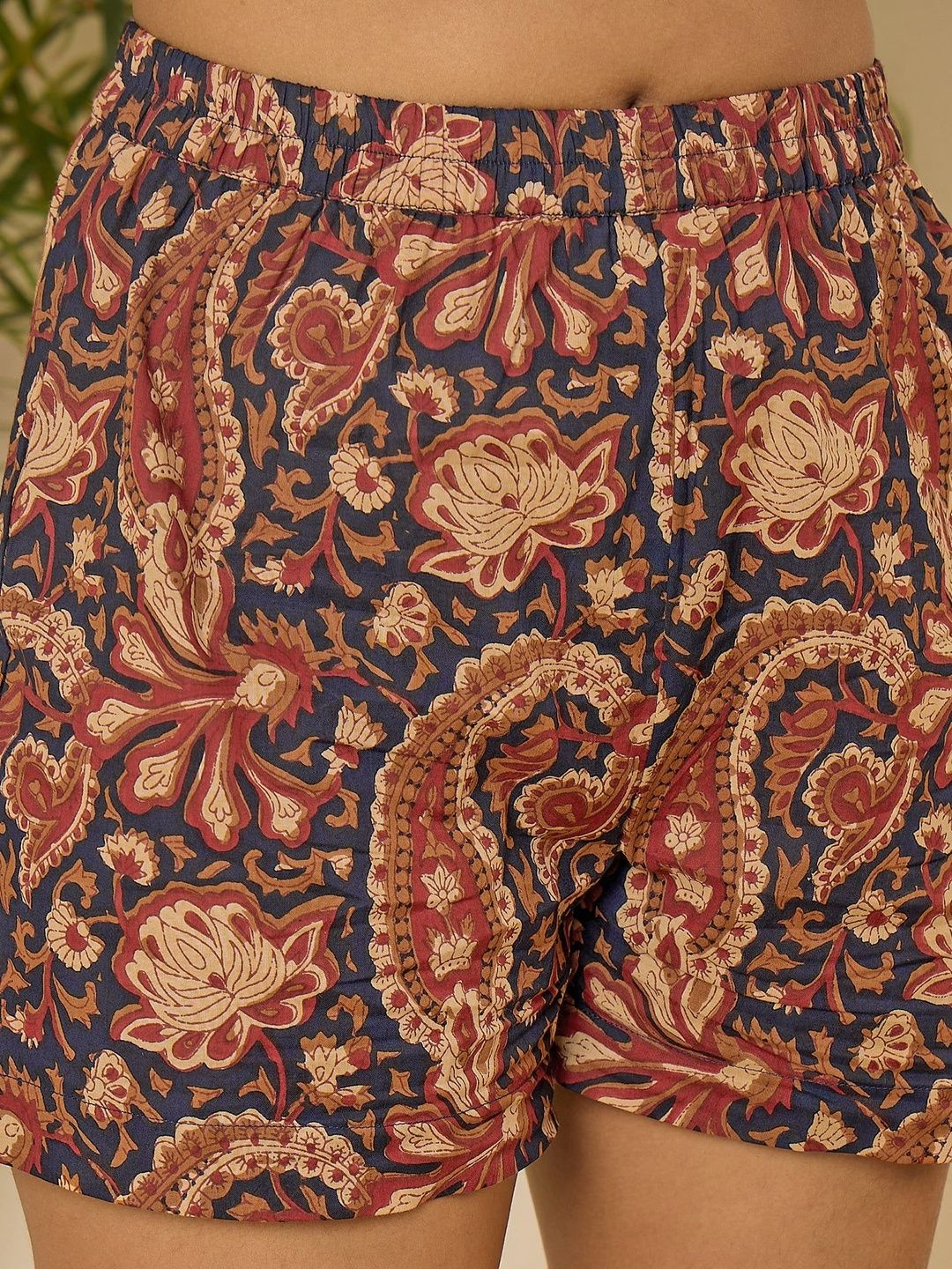 Floral Printed Round Neck Pure Cotton Shrug With Shorts 5