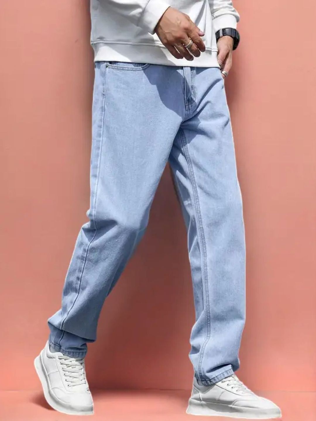 MaverIQ Men Classic Baggy Fit Denim Mid-Rise Stretchable Jeans