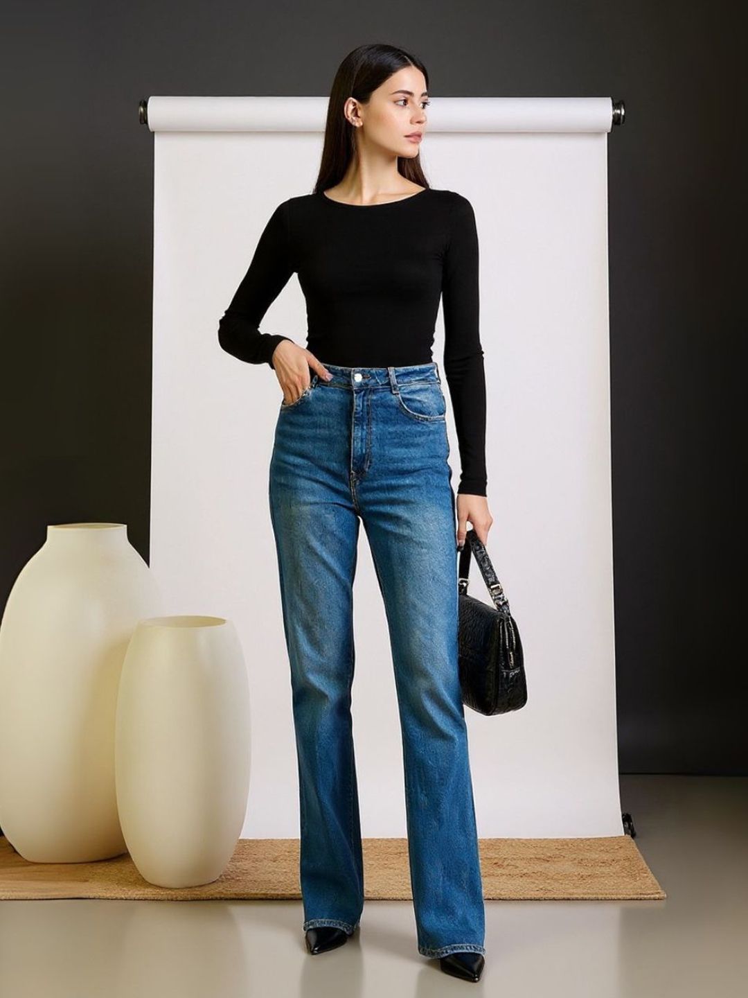 ZUMMER Ribbed Full Sleeve Fitted Top