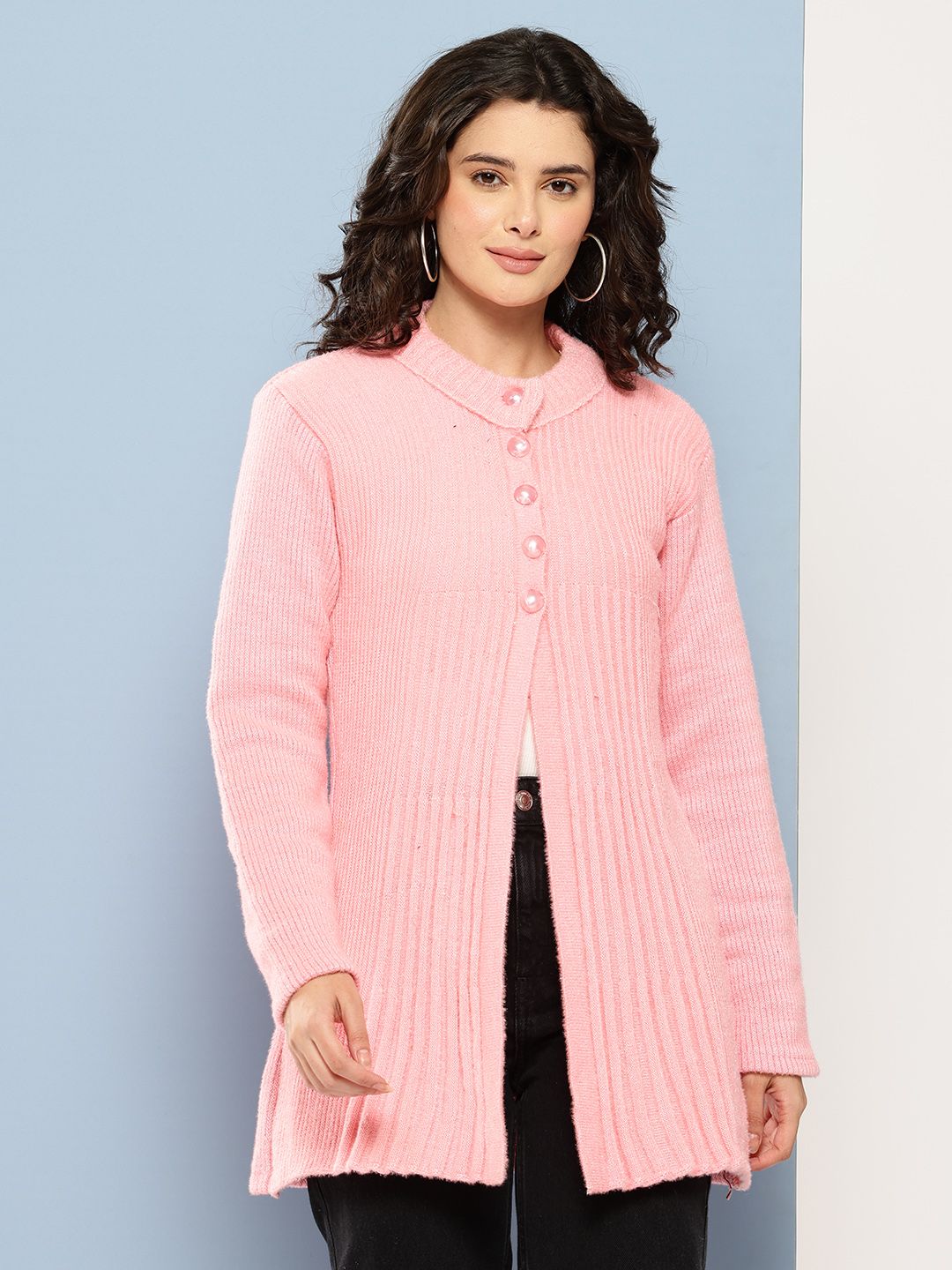 Aarika Ribbed Woollen Longline Cardigan