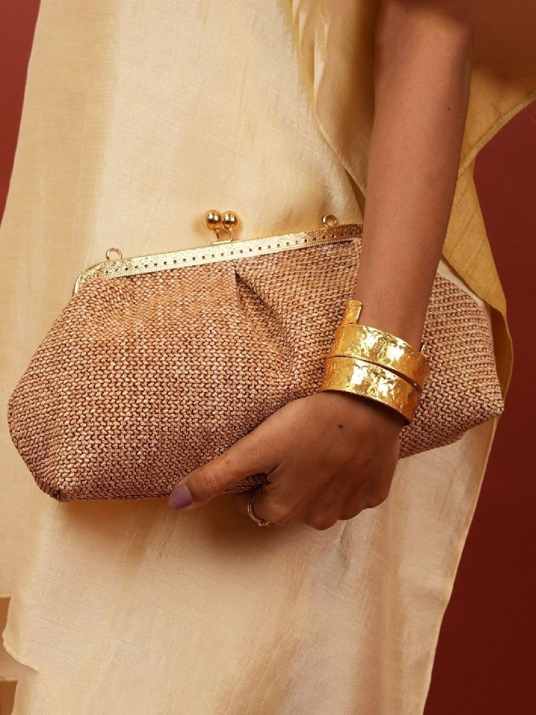 YUVA STREE Aria Textured Bow Detail Structured Sling Bag