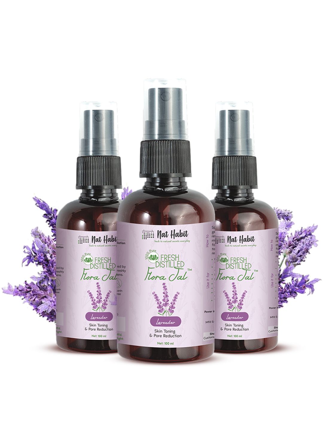 Buy Nat Habit Set Of 3 Pure Fresh Distilled Lavender Flora Jal Toner   100ml Each -  - Personal Care for Unisex