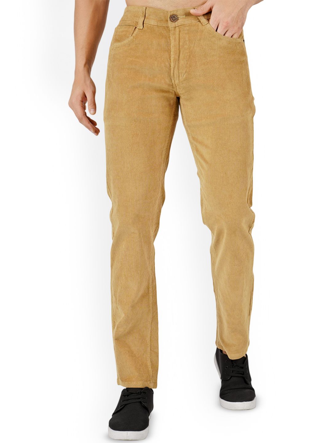 FLAKED Men Smart Regular Fit Mid-Rise Stretchable Corduroy Jeans