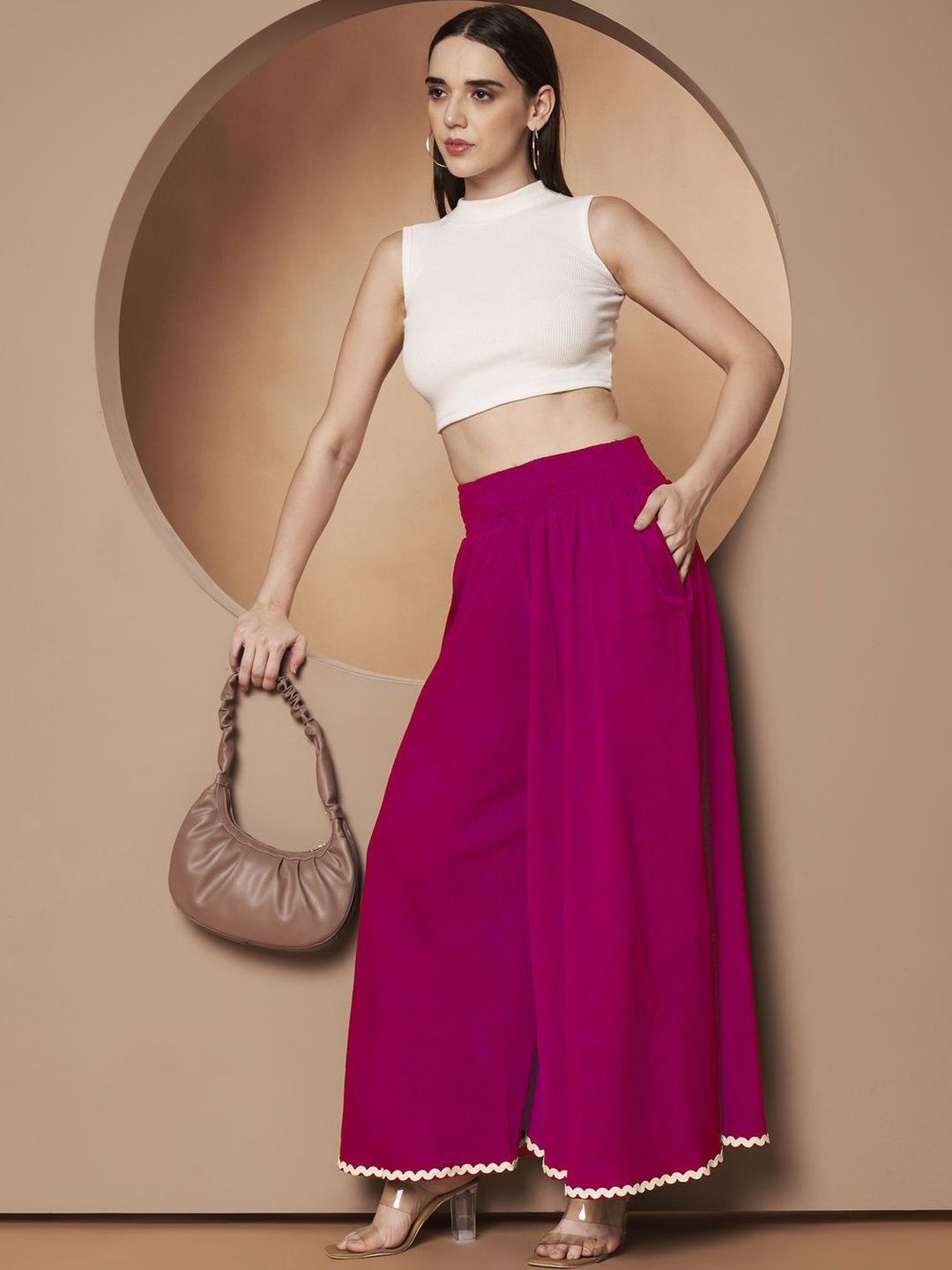 Women Wide-Leg Elastic Waist Skirts 5