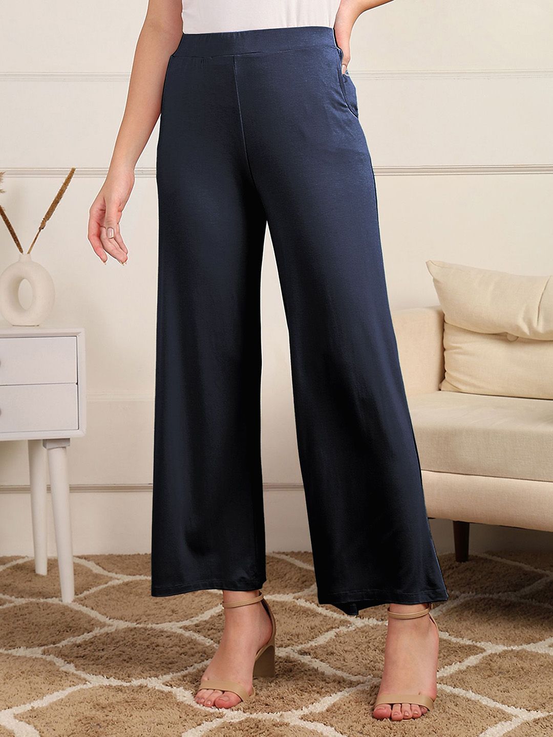 House Of Zelena Women Relaxed Wide leg High-Rise Maternity Trousers